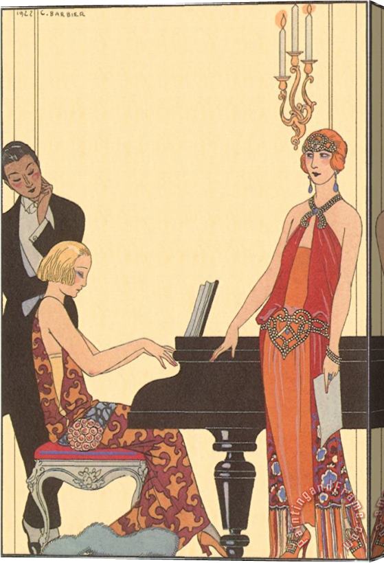 Georges Barbier Woman Playing Piano 1922 Stretched Canvas Print / Canvas Art