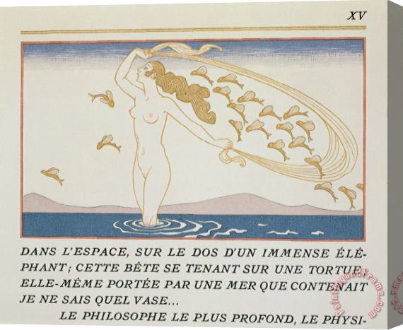 Georges Barbier Woman Wading Through Water Stretched Canvas Painting / Canvas Art