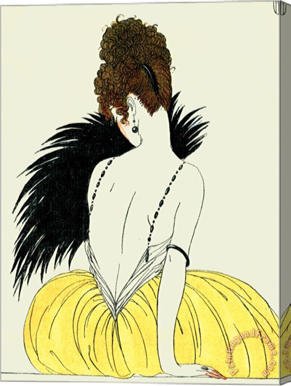 Georges Barbier Woman with Fan Stretched Canvas Print / Canvas Art