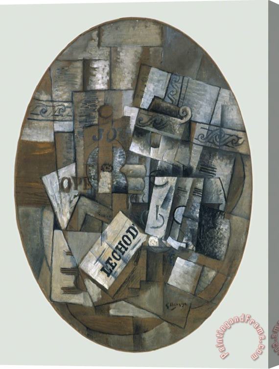 Georges Braque Still Life with Glass And Newspaper (le Gueridon), 1913 Stretched Canvas Painting / Canvas Art