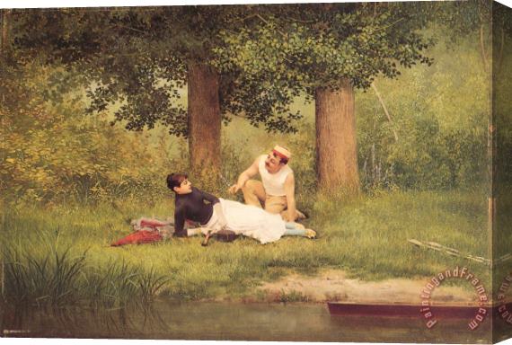 Georges Croegaert The Flirtation Stretched Canvas Painting / Canvas Art