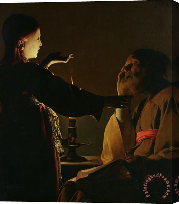 Georges de la Tour Jospeh and The Angel Stretched Canvas Print / Canvas Art