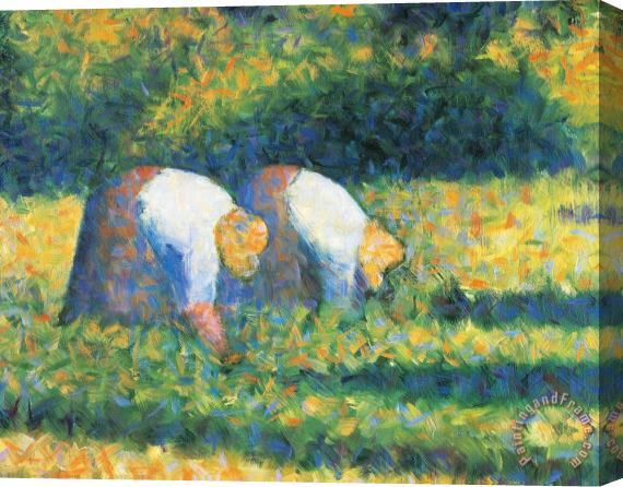 Georges Seurat Farmers At Work Stretched Canvas Print / Canvas Art