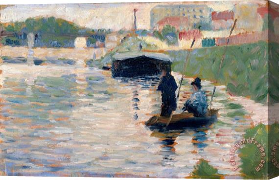 Georges Seurat View of The Seine Stretched Canvas Painting / Canvas Art