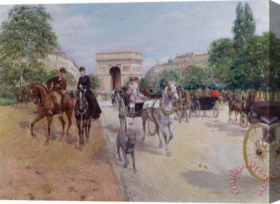 Georges Stein Riders and Carriages on the Avenue du Bois Stretched Canvas Painting / Canvas Art