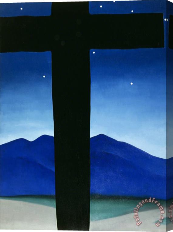 Georgia O'keeffe Black Cross with Stars And Blue, 1929 Stretched Canvas Print / Canvas Art