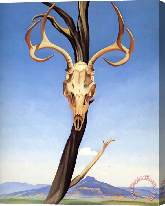 Georgia O'keeffe Deers Skull with Pedernal Stretched Canvas Painting / Canvas Art