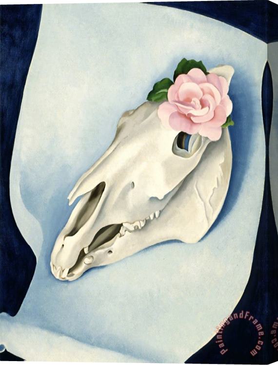 Georgia O'keeffe Horse's Skull with Pink Rose, 1931 Stretched Canvas Painting / Canvas Art