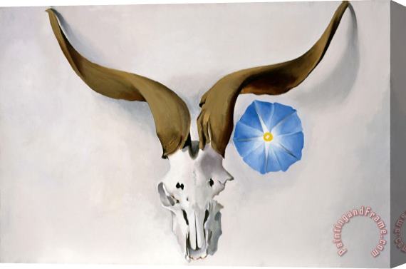 Georgia O'Keeffe Ram's Head, Blue Morning Glory Stretched Canvas Painting / Canvas Art