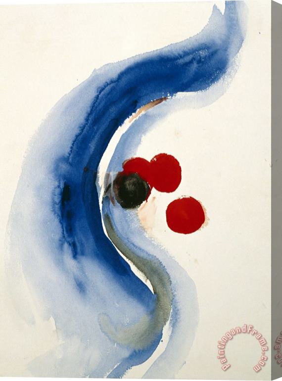 Georgia O'keeffe Untitled (abstraction Blue Wave And Three Red Circles), 1970s Stretched Canvas Painting / Canvas Art