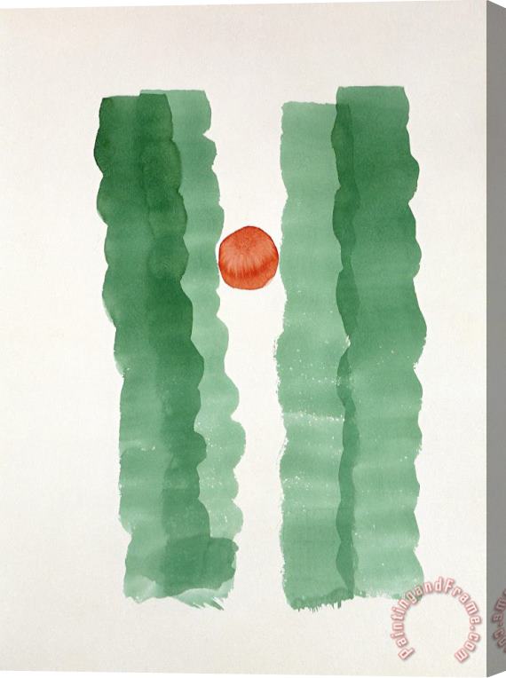 Georgia O'keeffe Untitled (abstraction Four Green Lines with Red), 1979 Stretched Canvas Print / Canvas Art