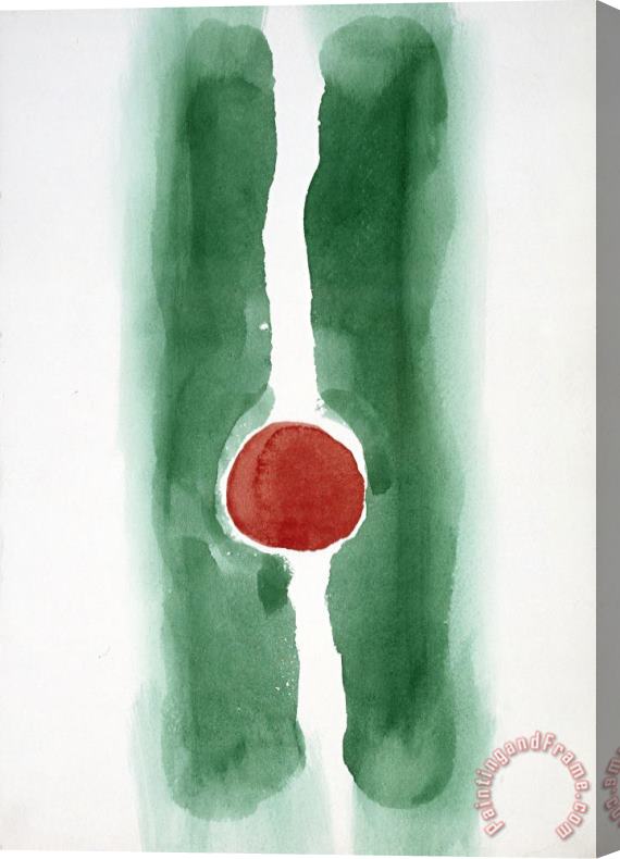 Georgia O'keeffe Untitled (abstraction Green Lines And Red Circle Ii), 1970s Stretched Canvas Print / Canvas Art