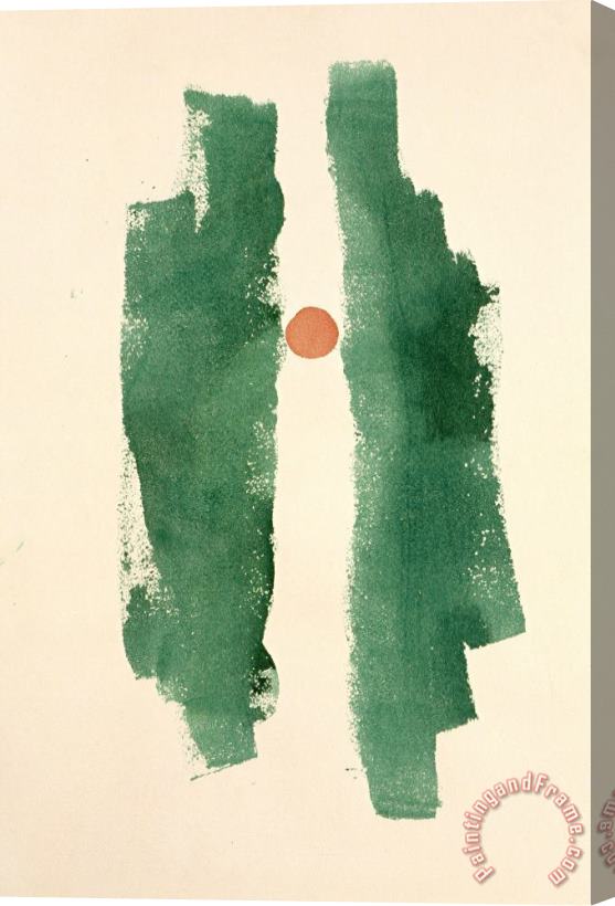 Georgia O'keeffe Untitled (abstraction Two Green Lines Small Red Circle), 1979 Stretched Canvas Print / Canvas Art