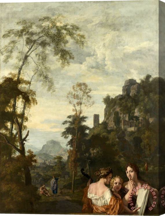 Gerard de Lairesse Italian Landscape with Three Women Making Music Stretched Canvas Print / Canvas Art