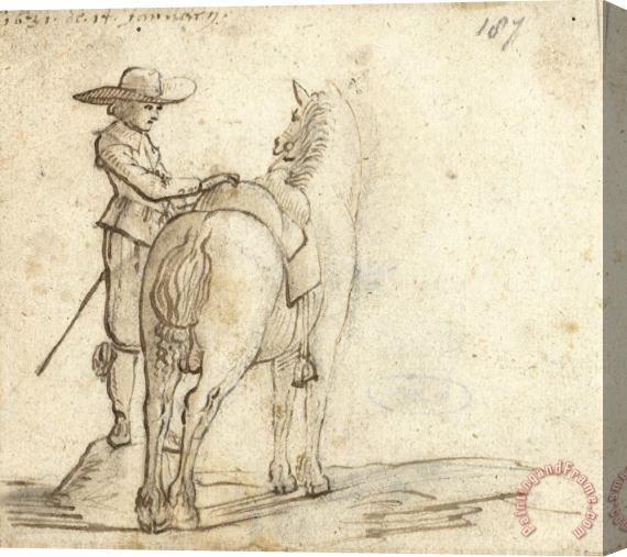 Gerard ter Borch Man Die Het Zadel Van Een Paard Verschikt Stretched Canvas Print / Canvas Art