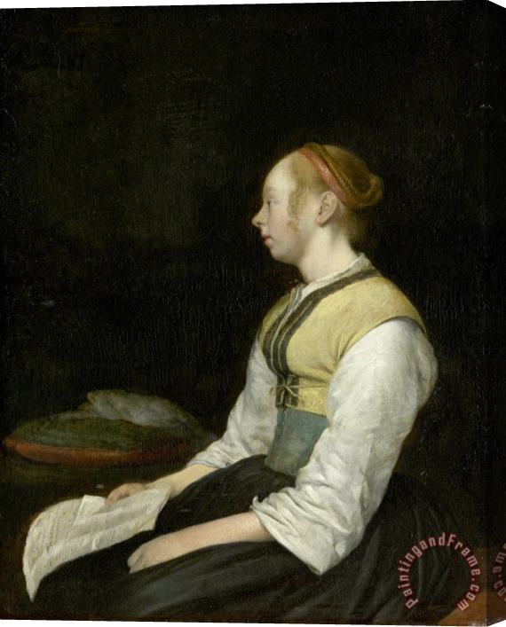 Gerard ter Borch Seated Girl in Peasant Costume Stretched Canvas Painting / Canvas Art