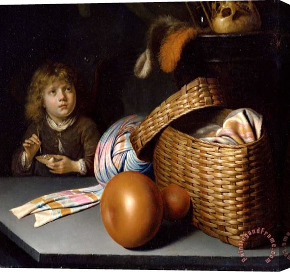 Gerrit Dou Still Life with a Boy Blowing Soap Bubbles Stretched Canvas Painting / Canvas Art