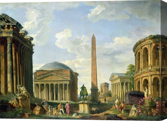 Giovani Paolo Panini The Pantheon and other Monuments 1735 Stretched Canvas Print / Canvas Art