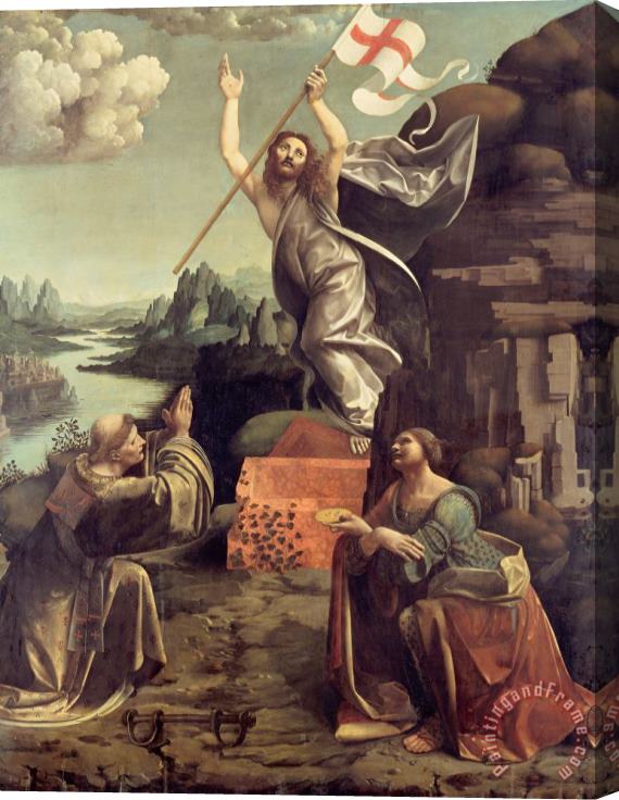 Giovanni Antonio Boltraffio and Marco d'Oggiono The Resurrection of Christ with Ss. Leonard of Noblac And Lucia Stretched Canvas Painting / Canvas Art
