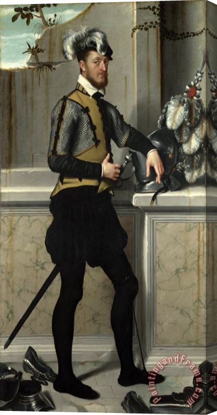 Giovanni Battista Moroni A Knight with His Jousting Helmet Stretched Canvas Print / Canvas Art