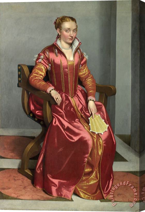 Giovanni Battista Moroni Portrait of a Lady, Perhaps Contessa Lucia Albani Avogadro ('la Dama in Rosso') Stretched Canvas Painting / Canvas Art