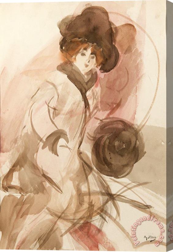 Giovanni Boldini Sketch of a Woman with Hat Stretched Canvas Painting / Canvas Art