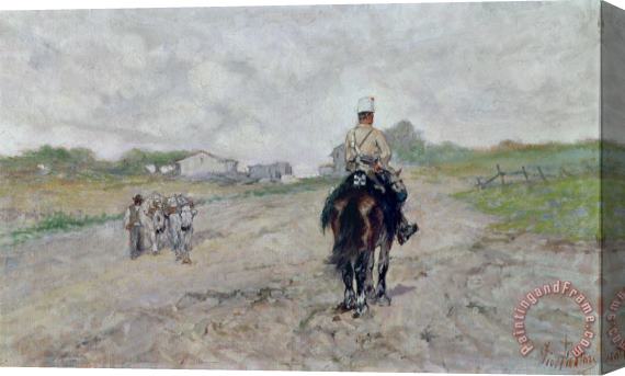 Giovanni Fattori The Light Cavalryman Stretched Canvas Painting / Canvas Art