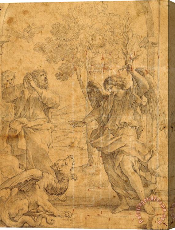 Giovanni Francesco Romanelli Archangel Uriel And The Dragon Stretched Canvas Print / Canvas Art
