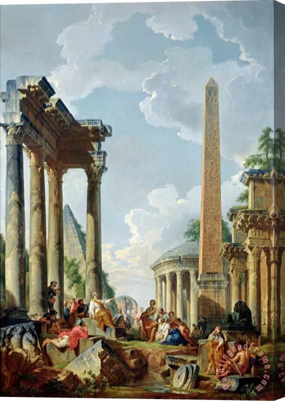 Giovanni Paolo Panini Architectural Capriccio with a Preacher in The Ruins Stretched Canvas Painting / Canvas Art