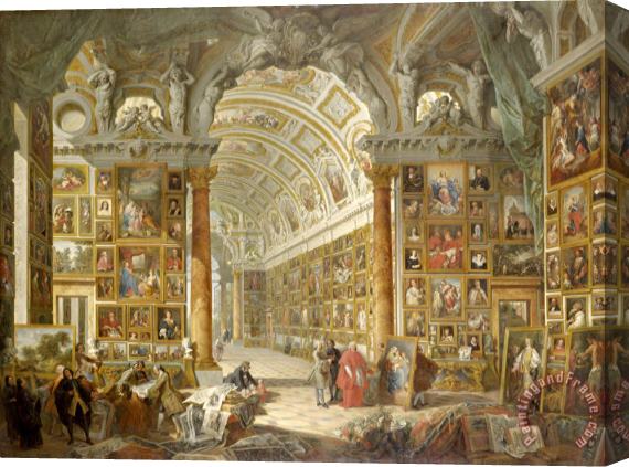 Giovanni Paolo Panini Interior of a Picture Gallery with The Collection of Cardinal Silvio Valenti Gonzaga Stretched Canvas Painting / Canvas Art