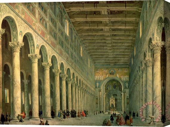 Giovanni Paolo Panini Interior Of The Church Of San Paolo Fuori Le Mura Stretched Canvas Print / Canvas Art