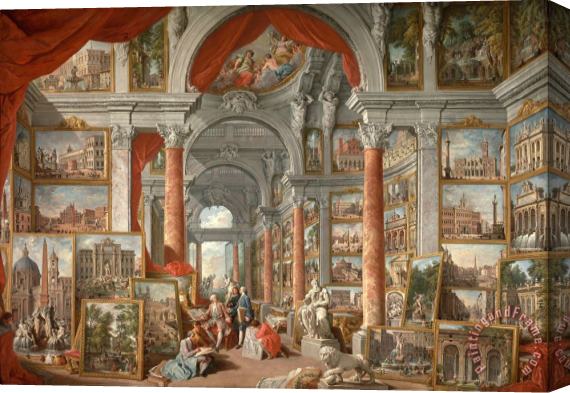 Giovanni Paolo Panini Picture Gallery with Views of Modern Rome Stretched Canvas Print / Canvas Art