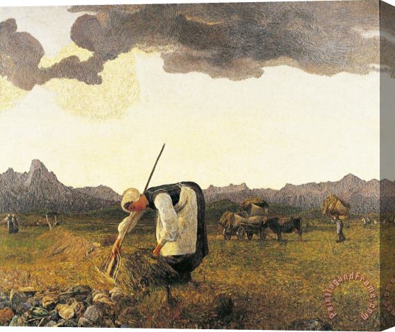 Giovanni Segantini The Hay Harvest Stretched Canvas Print / Canvas Art