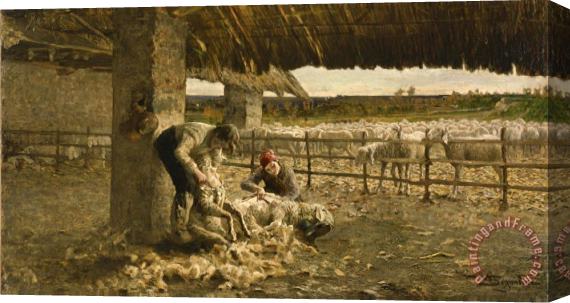 Giovanni Segantini The Sheepshearing Stretched Canvas Print / Canvas Art