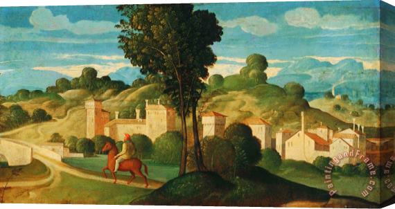 Girolamo Da Santa Croce Landscape with Rider Stretched Canvas Painting / Canvas Art