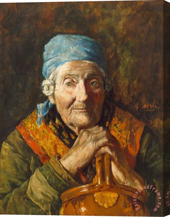 Girolamo Nerli An Old Woman (study) Stretched Canvas Painting / Canvas Art