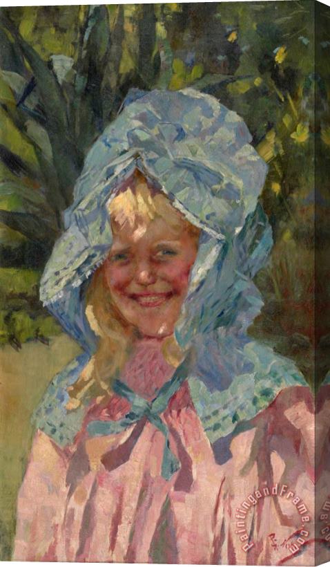 Girolamo Nerli Girl in Sunbonnet Stretched Canvas Painting / Canvas Art