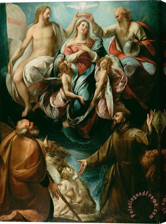 Giulio Cesare Procaccini  Coronation of The Virgin with Saints Joseph And Francis of Assisi Stretched Canvas Print / Canvas Art