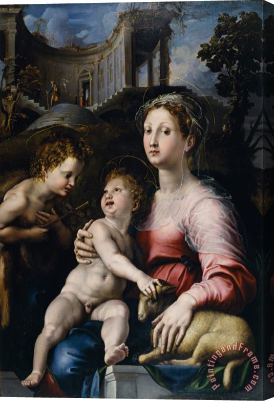 Giulio Romano The Madonna And Child with Saint John The Baptist Stretched Canvas Painting / Canvas Art