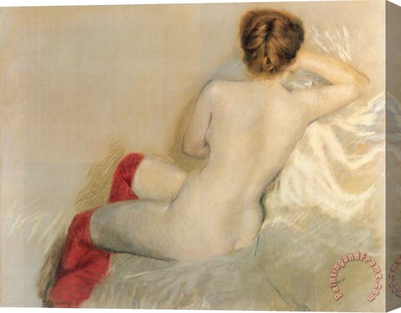 Giuseppe De Nittis Nudo Con Le Calze Rosse Stretched Canvas Print / Canvas Art