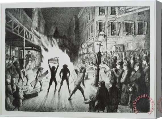 Glenn O. Coleman Election Night Bonfire Stretched Canvas Print / Canvas Art