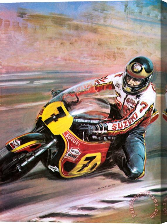 Graham Coton Motorcycle racing Stretched Canvas Print / Canvas Art