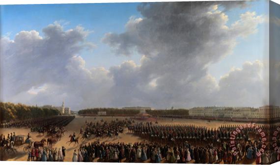 Grigory Chernetsov Parade Celebrating The End of Military Action in The Kingdom of Poland on Tsaritsa Meadow in St Petersburg on 6 October 1831 Stretched Canvas Print / Canvas Art