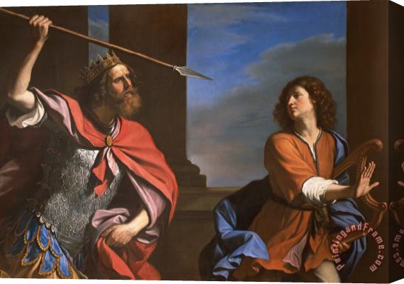 Guercino Saul Attacking David Stretched Canvas Painting / Canvas Art