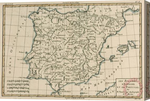 Guillaume Raynal Antique Map Of Spain Stretched Canvas Print / Canvas Art