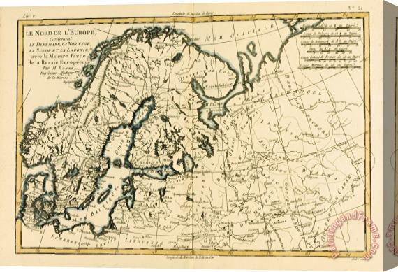 Guillaume Raynal Old Map of Northern Europe Stretched Canvas Print / Canvas Art