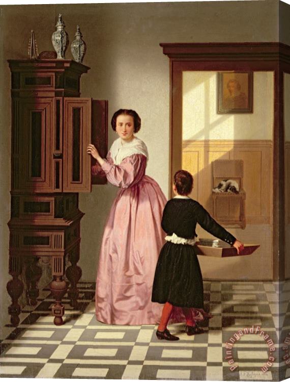 Gustaaf Antoon Francois Heyligers Figures in a Laundryroom Stretched Canvas Print / Canvas Art