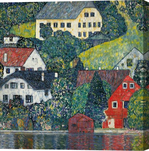 Gustav Klimt Houses At Unterach On The Attersee Stretched Canvas Painting / Canvas Art