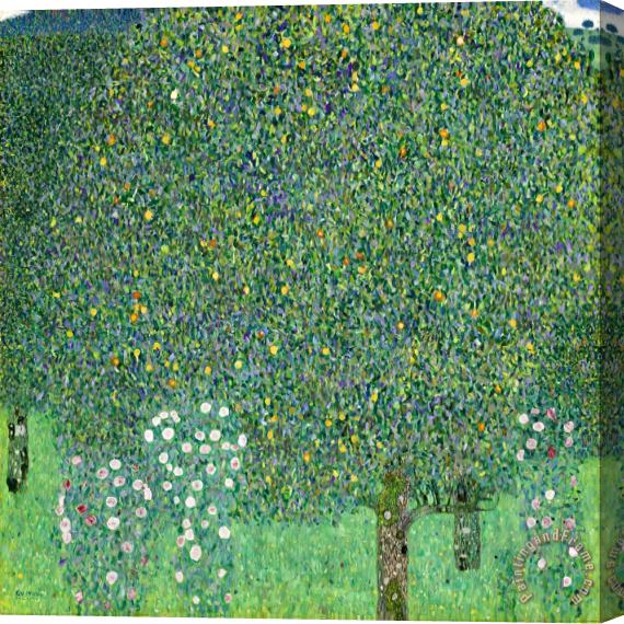 Gustav Klimt Rosebushes Under The Trees Stretched Canvas Painting / Canvas Art