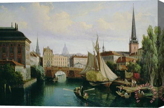 Gustav Palm View Of The Riddarholmskanalen Stretched Canvas Print / Canvas Art